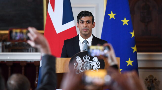 Rueda de prensa sobre el marco de Windsor El primer ministro británico, Rishi Sunak