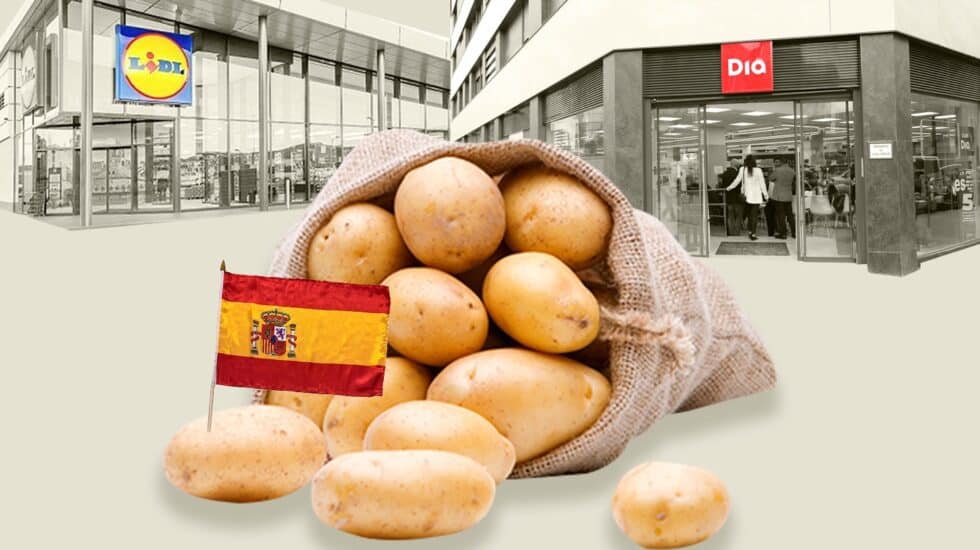 Ilustración del enfrentamiento de los agricultores con los supermercados por la patata