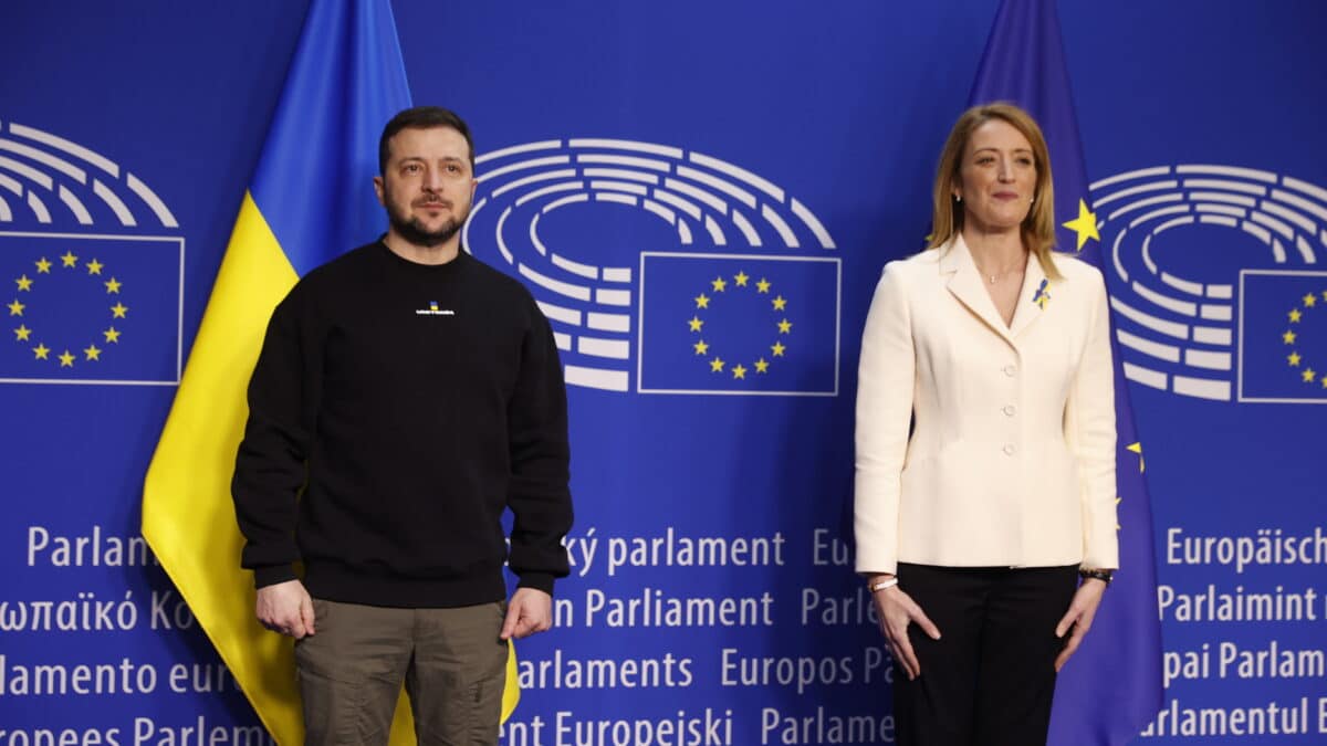 Zelenski y Metsola en el Parlamento Europeo