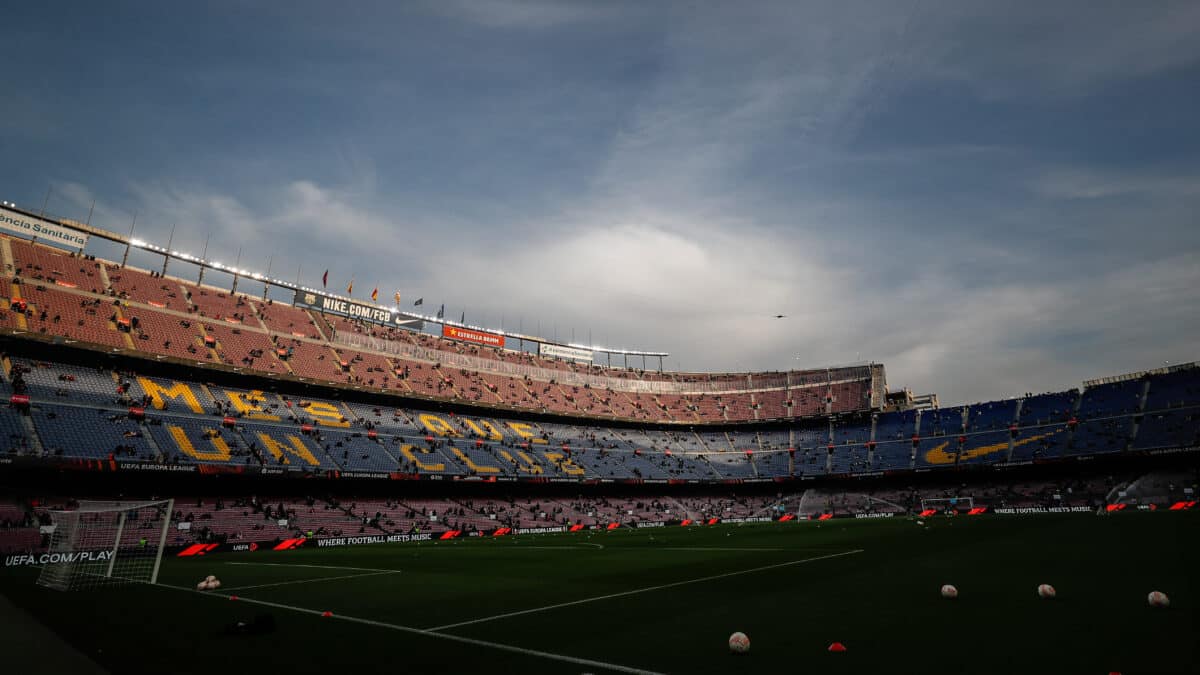 El Camp Nou, este jueves antes del partido de Europa League contra el Manchester United.