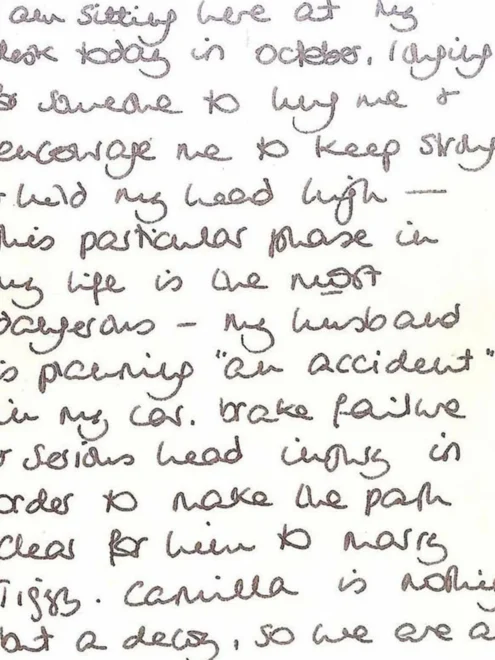 Un extracto de la supuesta carta que escribió Lady Di