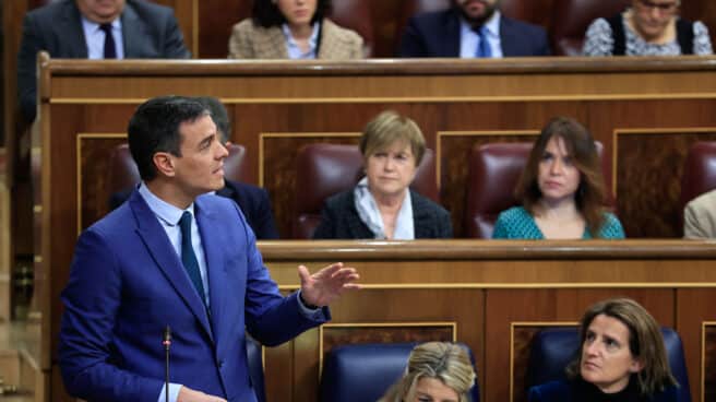 MADRID, 22/02/2023.- El presidente del Gobierno, Pedro Sánchez, interviene durante la sesión de control al Gobierno celebrada este miércoles en el Congreso de los Diputados. EFE/ Zipi