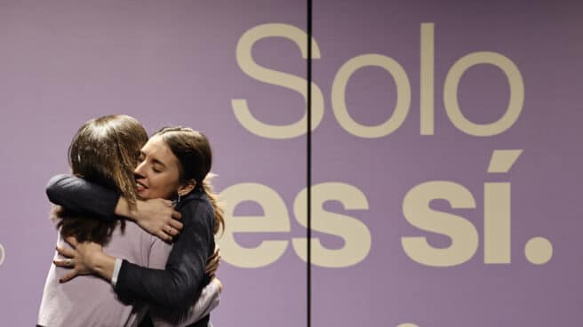 MADRID, 05.02.2023.  — Ministers for Equality Irene Montero (d) and Social Rights Ione Belarra (i) participate in the event “Did you agree or not?  Only yes - yes”, organized by Podemos in the midst of a debate about the reform of the law, which they support with the PSOE.  EFE/Sergio Perez