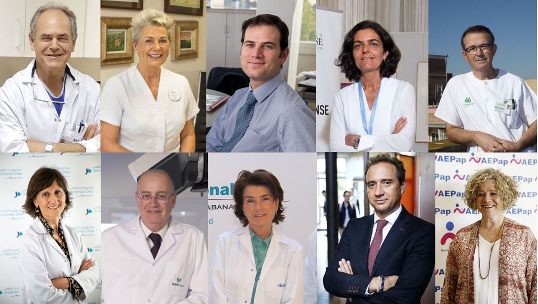 Los mejores médicos de España en 2023 según Forbes. De izquierda a derecha y de arriba abajo, Dr. García-Olmo, Dra. Bayés, Dr Ibáñez, Dra. Sánchez Ramón, Dr. Gómez, Dra. Llamas, Dr. Miralbell, Dra. Monereo, Dr. Arroyo, y Dra. Sánchez Pina