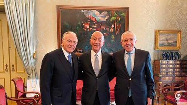 Isidro Fainé, presidente de la Fundación “la Caixa”; António Costa, primer ministro de Portugal; y Artur Santos Silva, patrono de la Fundación y presidente honorario de BPI.
