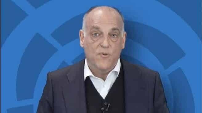 El presidente de LaLiga, Javier Tebas, en un vídeo grabado sobre el 'caso Negreira' que afecta al Barcelona.