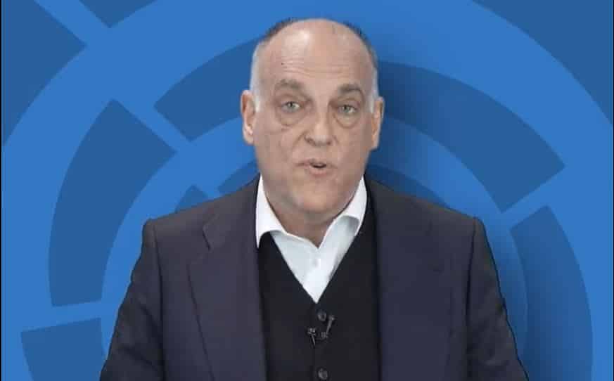 El presidente de LaLiga, Javier Tebas, en un vídeo grabado sobre el 'caso Negreira' que afecta al Barcelona.