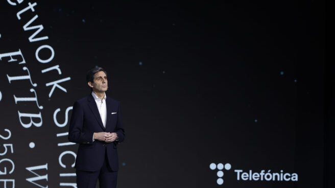 Pallete habla de una nueva era y defiende su postura con las tecnológicas Álvarez-Pallete, presidente de Telefónica durante el MWC