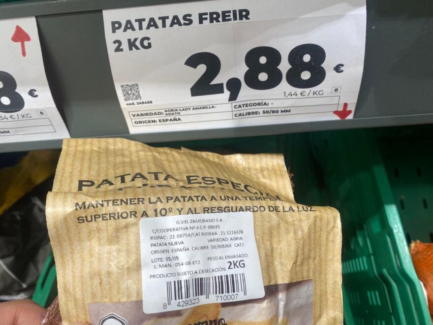 Bolsa de patata nueva de España a 1,44 euros el kilo en Dia