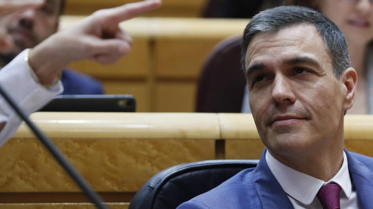 El presidente del Gobierno, Pedro Sánchez, este martes en el Senado.