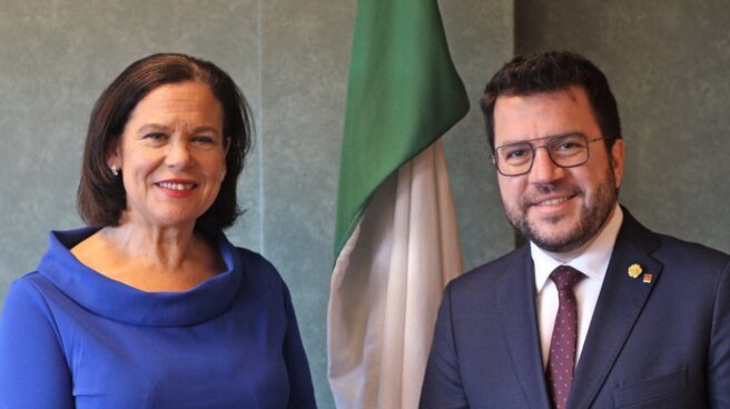 Mary Lou McDonald y Pere Aragonès, este viernes en Dublín. Mary Lou McDonald y Pere Aragonès, este viernes en Dublín.