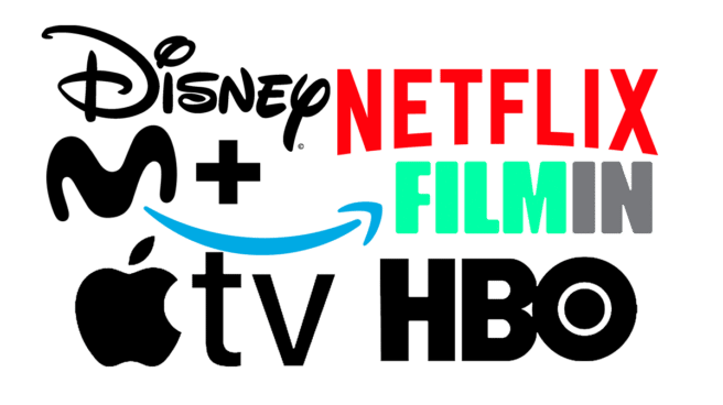 Logos de alternativas a Netflix, plataformas de streaming como Disney+, HBO, Apple TV o Filmin