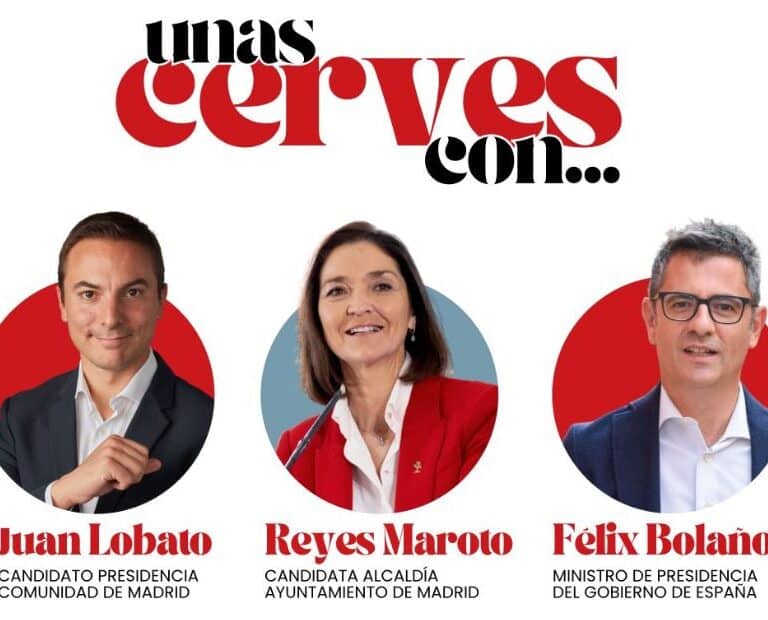 La campaña del PSOE de Madrid: "unas cerves" con Bolaños, Juan Lobato y Reyes Maroto