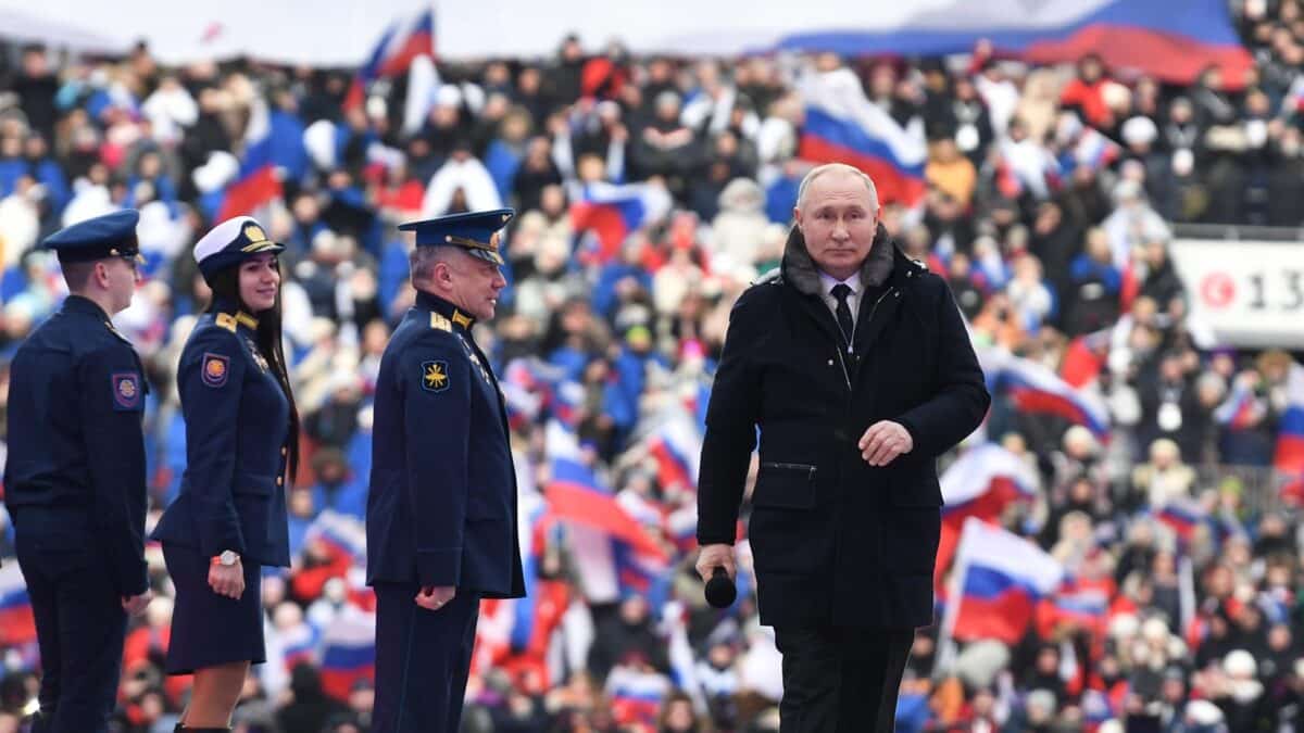 Vladimir Putin, este martes en el Estadio Luzhniki de Moscú.