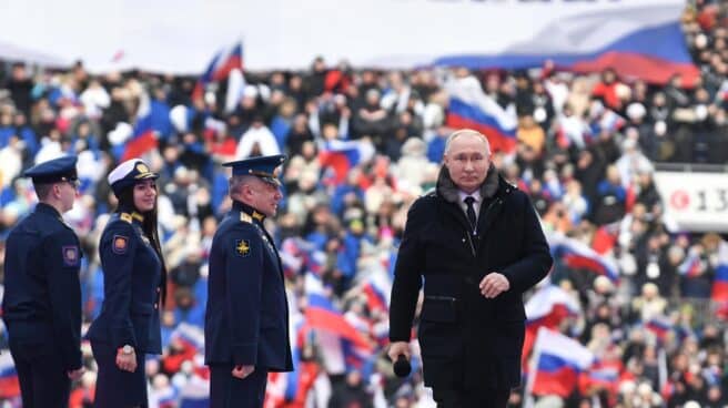 Vladimir Putin, este martes en el Estadio Luzhniki de Moscú.