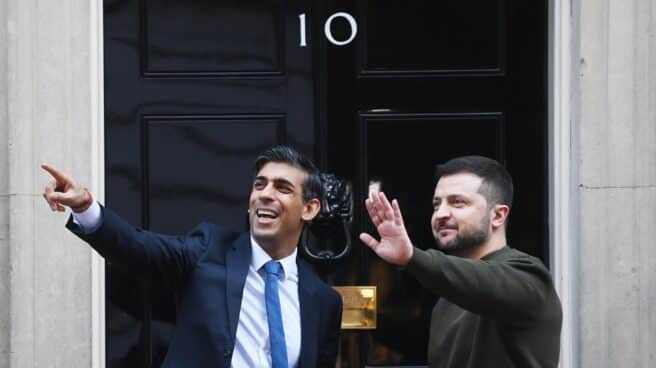 Volodimir Zelenski se reúne con el primer ministro británico, Rishi Sunak, este miércoles en Londres.