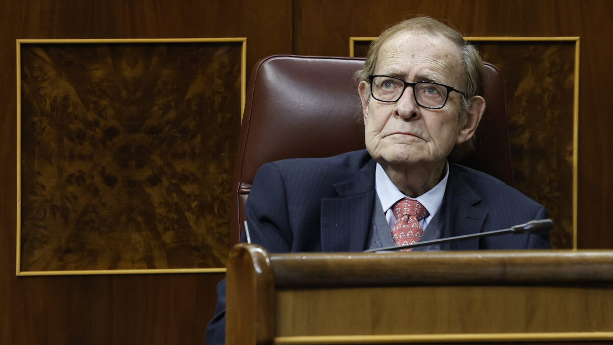 Ramón Tamames, durante el debate de la moción de censura.