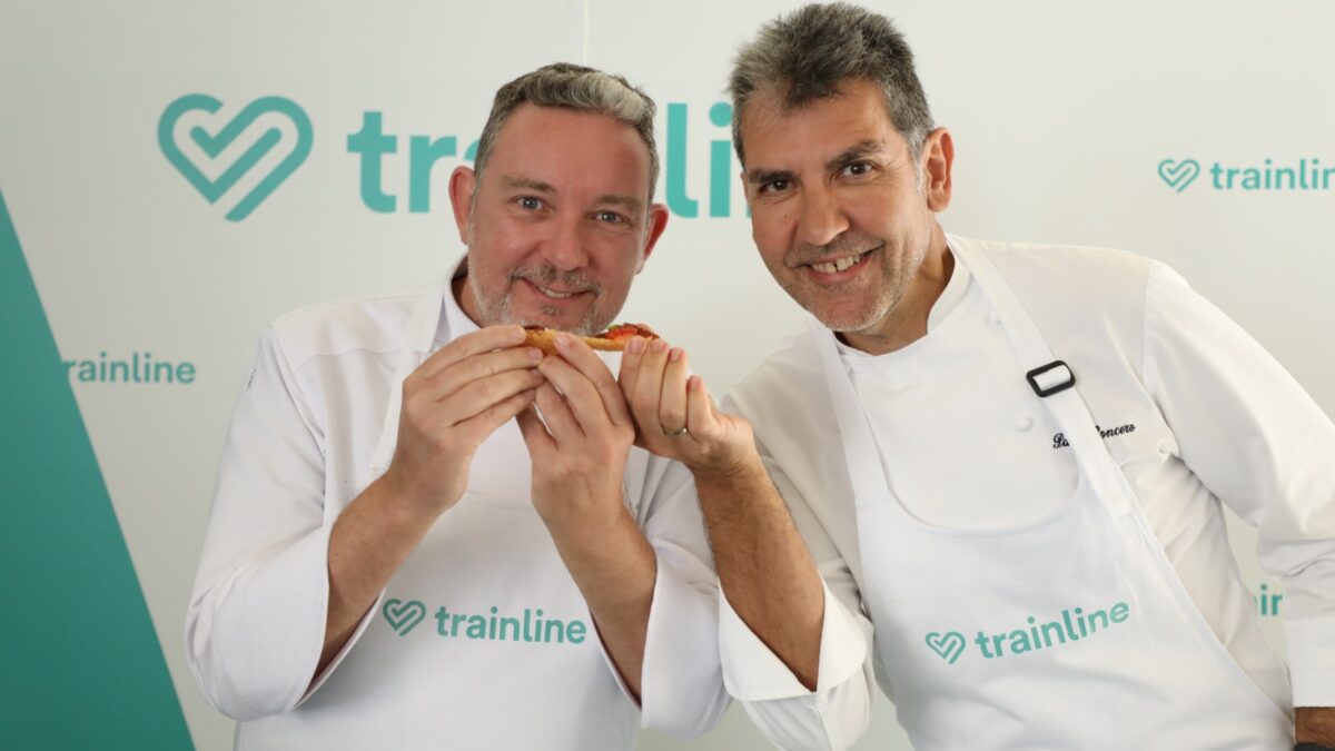 Albert Adrià y Paco Roncero con la tapa de Trainline.