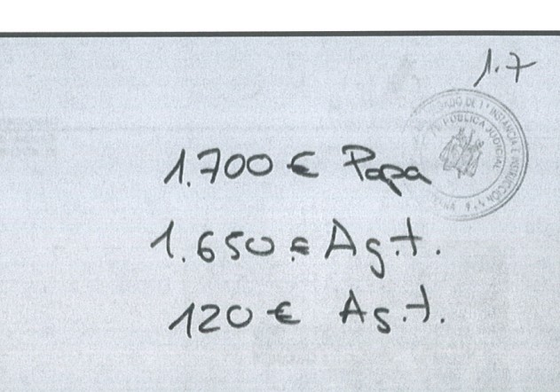 "1.700 euros Papa", los agentes encuentran la nota de un empresario sobre los supuestos sobornos al general Espinosa
