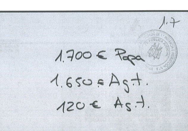 "1.700 euros Papa", los agentes encuentran la nota de un empresario sobre los supuestos sobornos al general Espinosa
