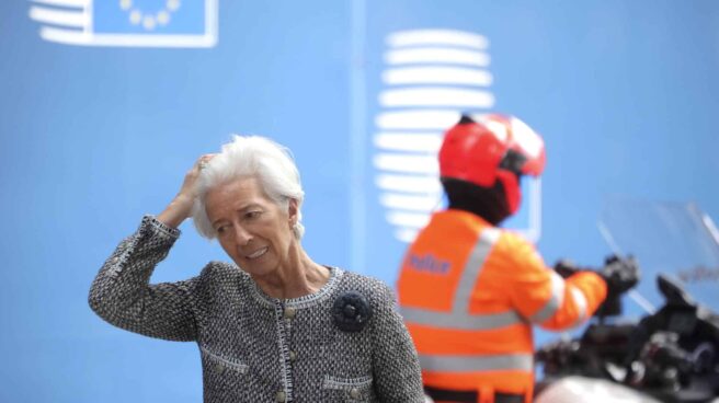 Christine Lagarde, tras la reunión de este viernes en la sede del Consejo Europeo en Bruselas.