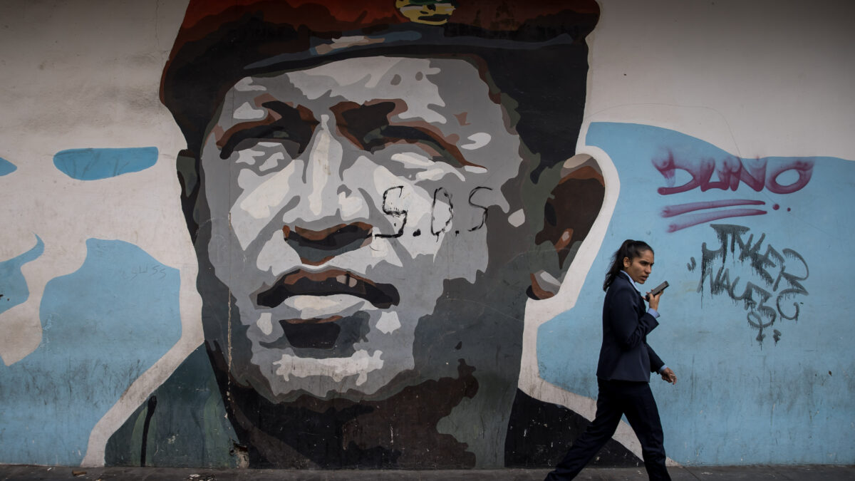 Dibujo de Hugo Chávez en una pared en Caracas