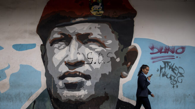 Dibujo de Hugo Chávez en una pared en Caracas