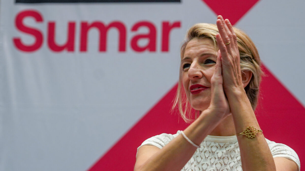 Yolanda Díaz, en un acto de Sumar en Sevilla.