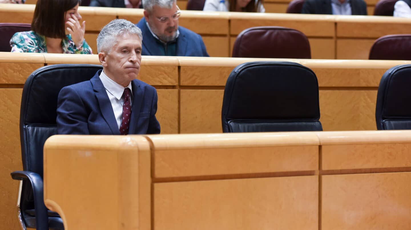 El ministro del Interior, Fernando Grande-Marlaska, durante una sesión de control al Gobierno en el Senado, a 28 de marzo de 2023, en Madrid (España). El Gobierno se somete a una sesión de control en el Senado marcada por la ausencia del presidente del Gobierno, Pedro Sánchez, que no acude al primer pleno tras la moción de censura de Vox y el nombramiento de los nuevos ministros de Industria, Comercio y Turismo y Sanidad. 28 MARZO 2023;SESIÓN PLENARIA;PLENO;SENADORES;POLÍTICA; Gustavo Valiente / Europa Press 28/3/2023