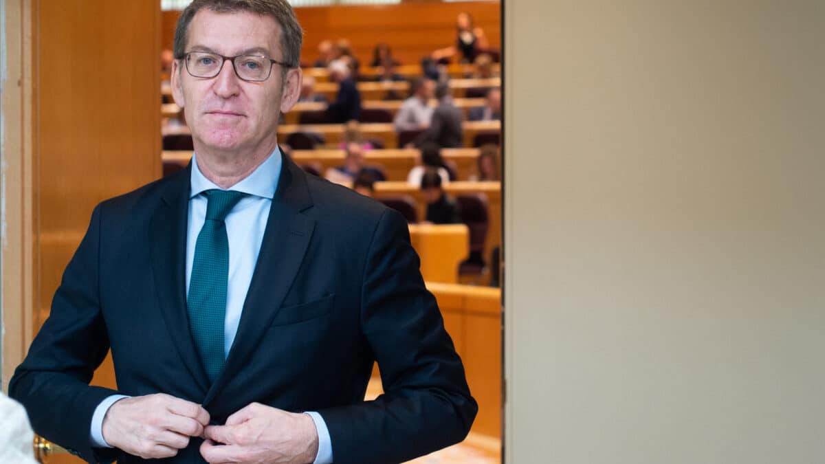 El presidente del PP, Alberto Núñez Feijóo, durante una sesión plenaria en el Senado