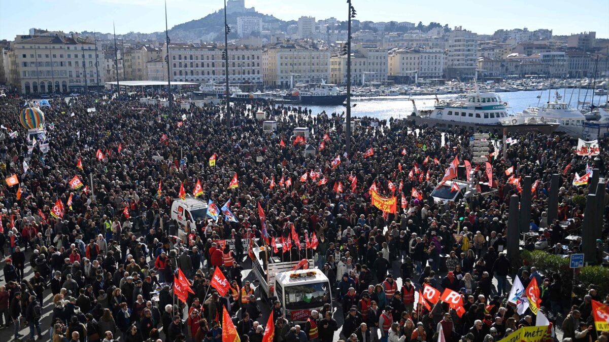 Marsella protesta contra la reforma de las pensiones de Macron el pasado 11 de febrero.