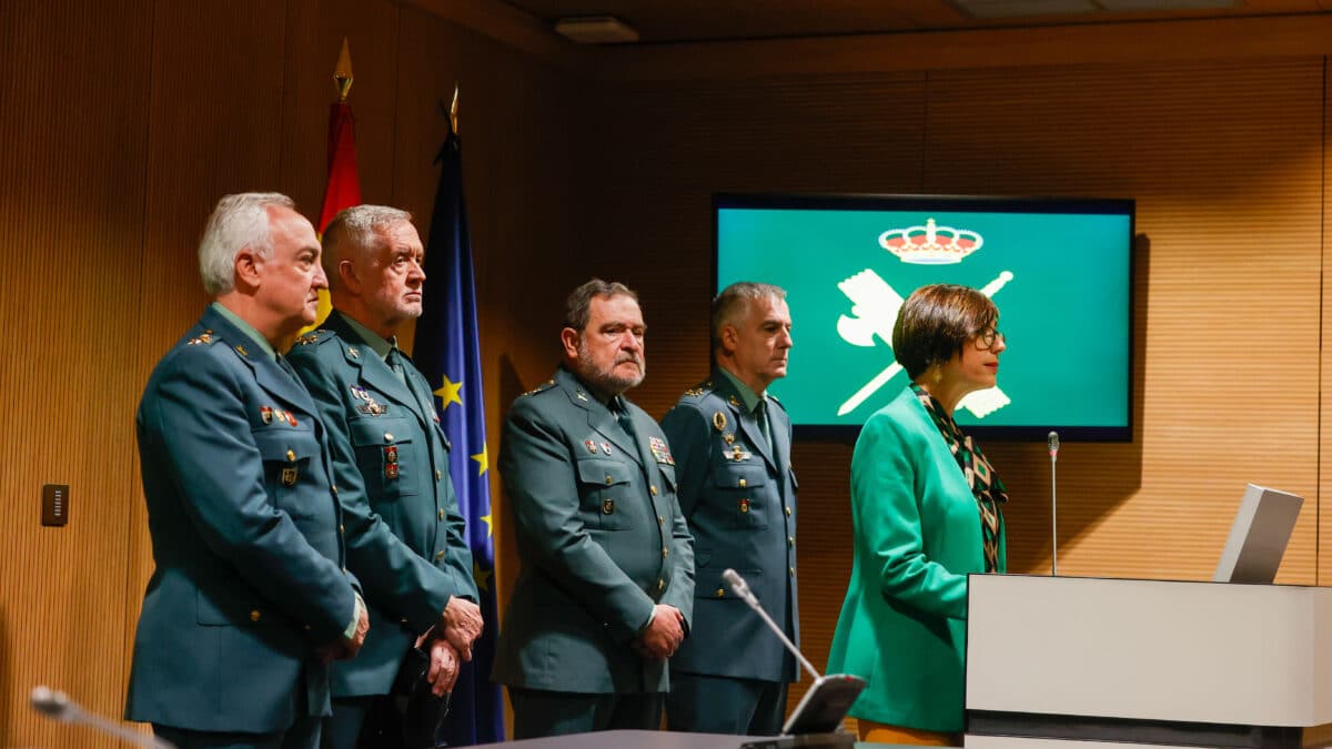 La directora general de la Guardia Civil, la malagueña María Gámez, comparece este miércoles ante la prensa para informar que ha presentado su dimisión al ministro del Interior, Fernando Grande-Marlaska.