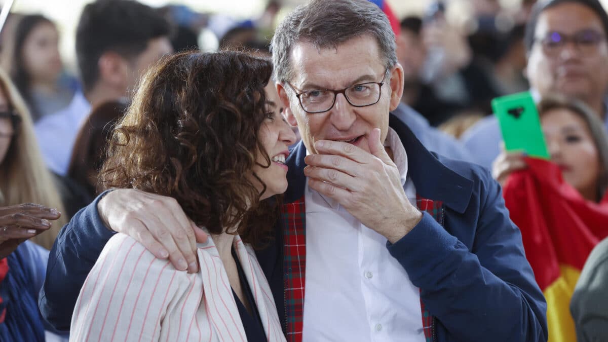 Alberto Núñez Feijóo e Isabel Díaz Ayuso, juntos este sábado en Madrid.