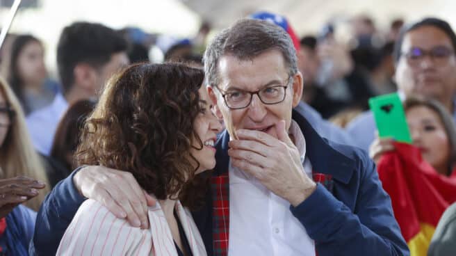 Alberto Núñez Feijóo e Isabel Díaz Ayuso, juntos este sábado en Madrid.