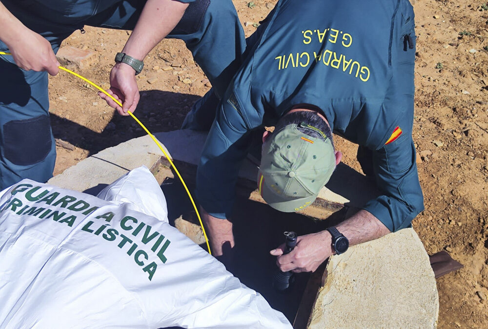 Labores de de búsqueda de la Guardia Civil en una finca de Valdepeñas.