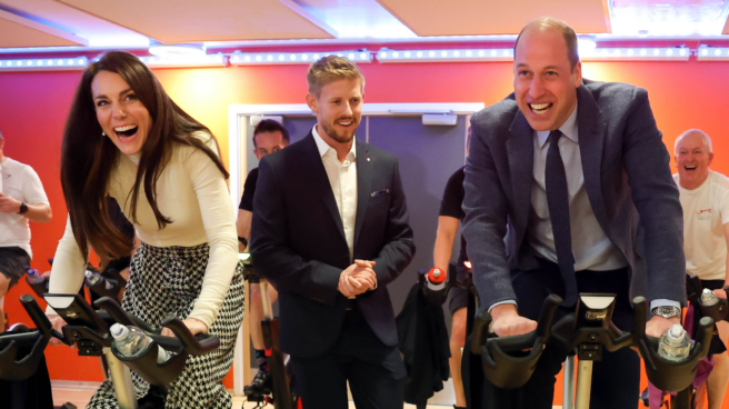 Kate Middleton y el príncipe Guillermo en clase de spinning