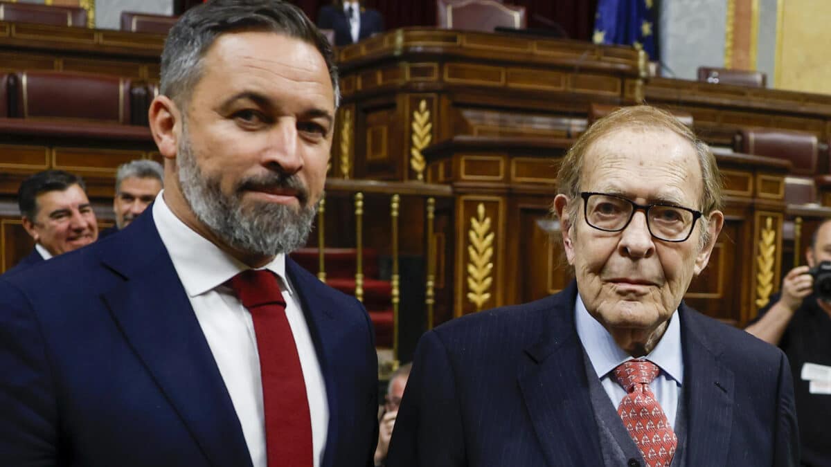 Santiago Abascal y Ramón Tamames, este miércoles en el Congreso de los Diputados durante la moción de censura.