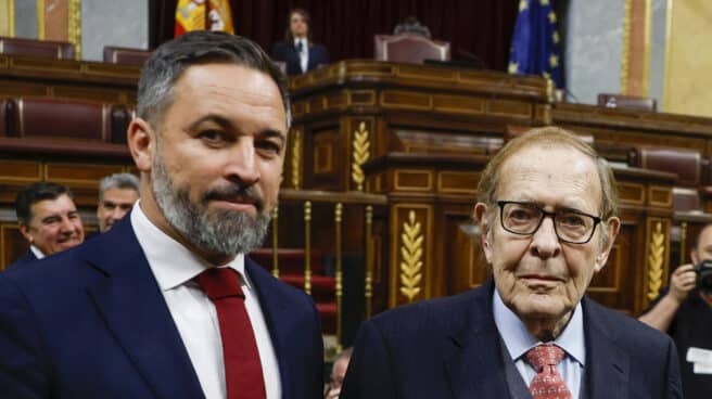 Santiago Abascal y Ramón Tamames, este miércoles en el Congreso de los Diputados durante la moción de censura. Santiago Abascal y Ramón Tamames, este miércoles en el Congreso de los Diputados durante la moción de censura.