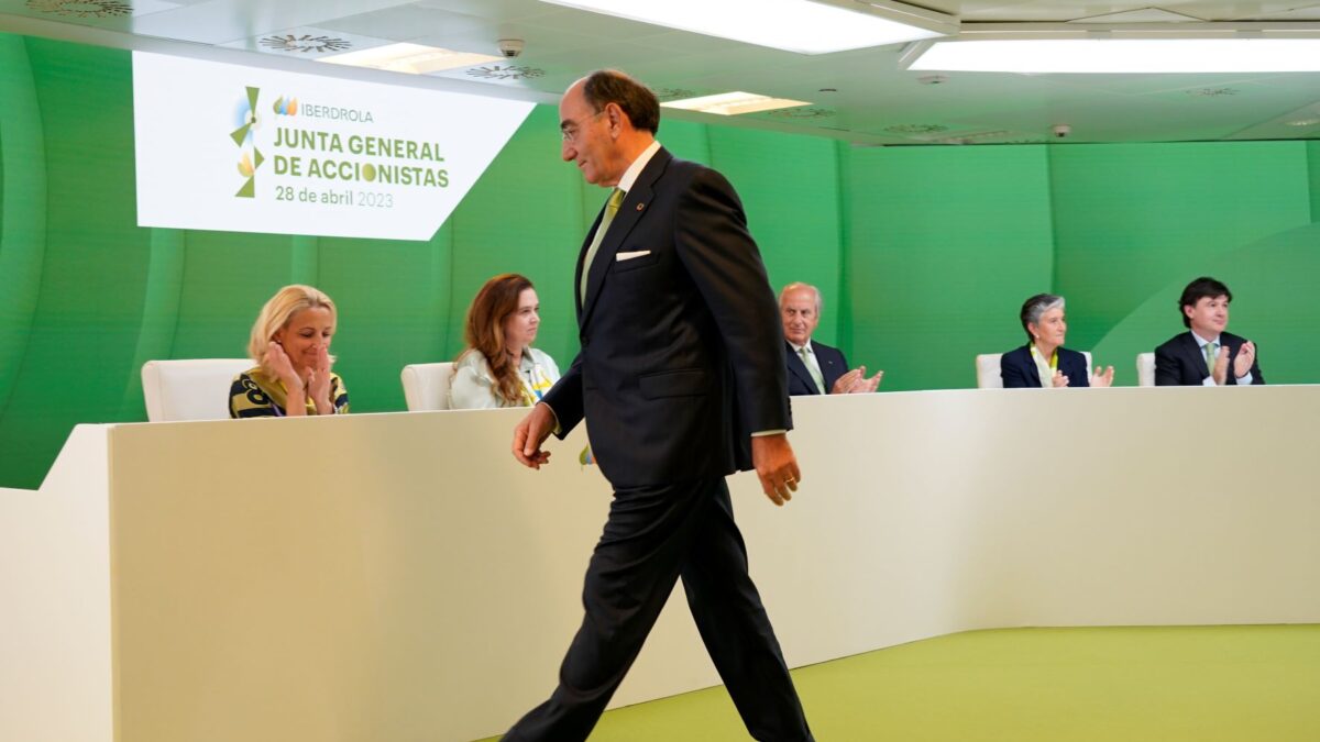 El presidente de Iberdrola, Sánchez Galán durante la Junta de accionistas