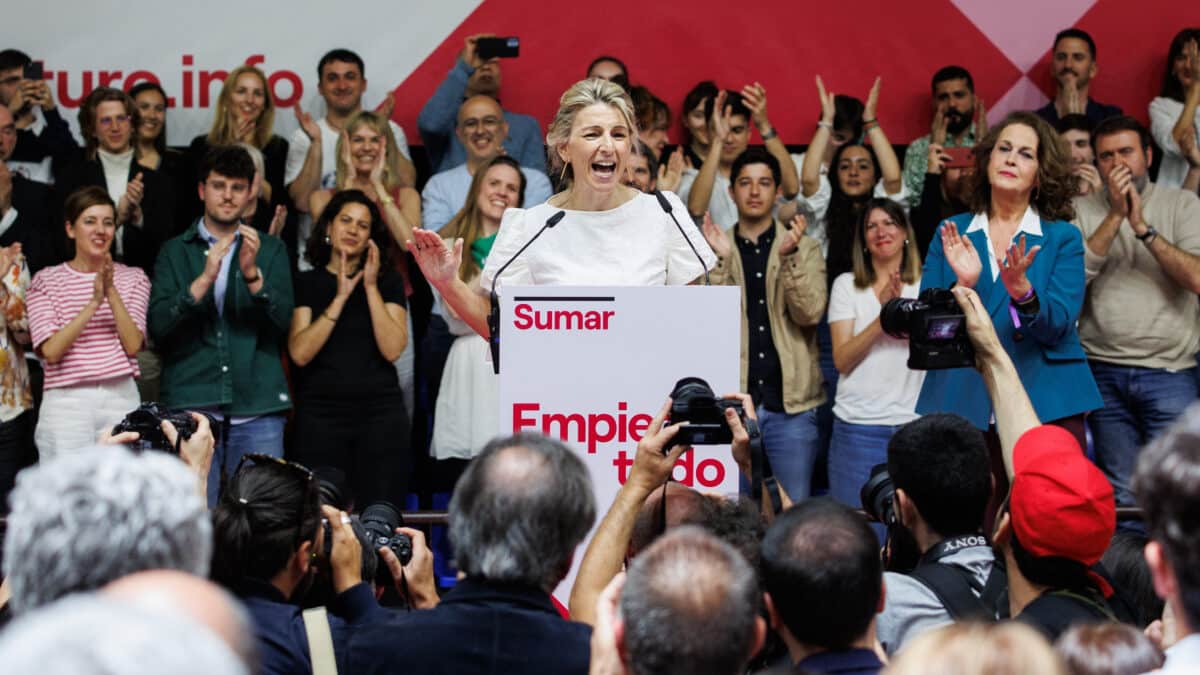 Yolanda Díaz lanza su candidatura con la plataforma Sumar.