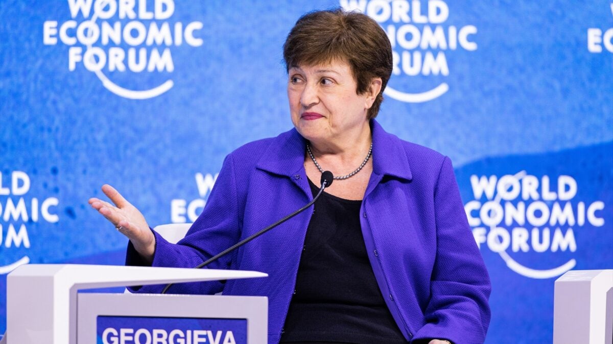 La presidenta del FMI, Kristalina Georgieva, en Davos, Suiza.