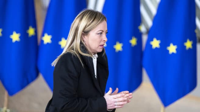 Giorgia Meloni en una cumbre europea en Bruselas Giorgia Meloni en Bruselas