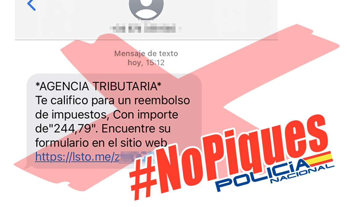 Aviso policial de la estafa en los impuestos.