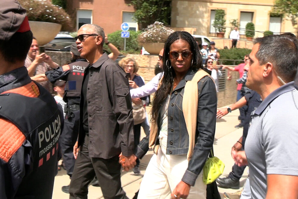 Barack y Michelle Obama durante su visita en el Monasterio de Montserrat, a 29 de abril de 2023