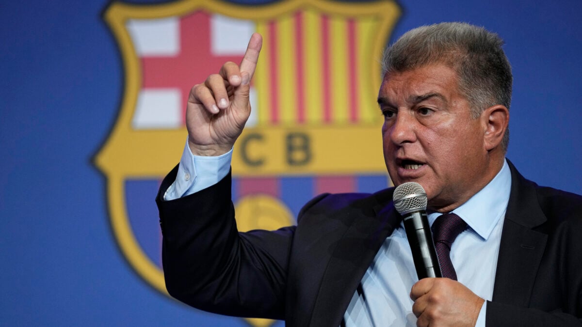 Joan Laporta en una rueda de prensa