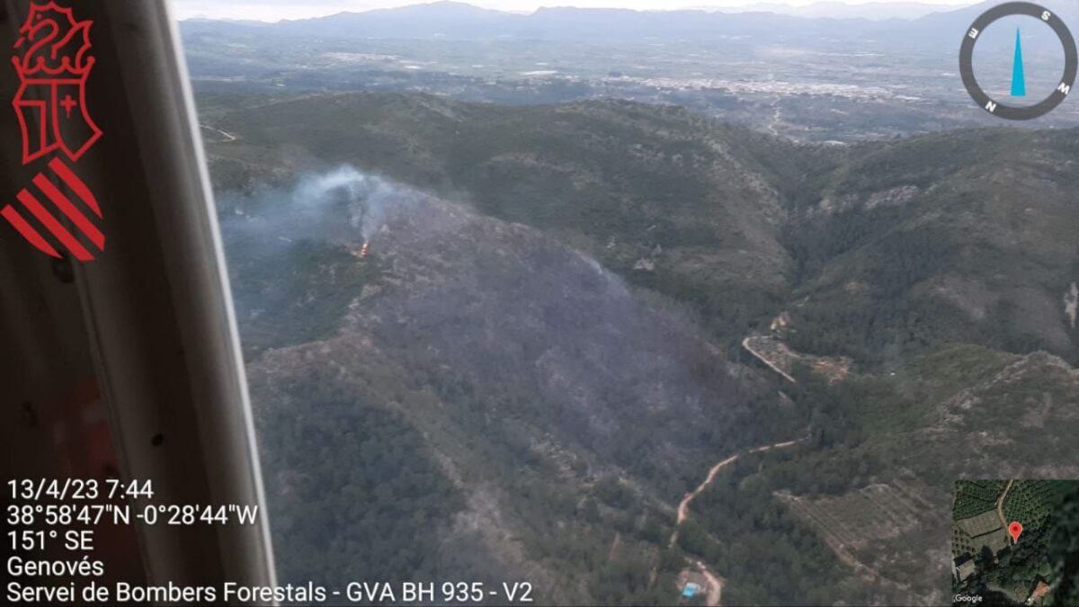 Imágenes aéreas del incendio en Genovés (Valencia)