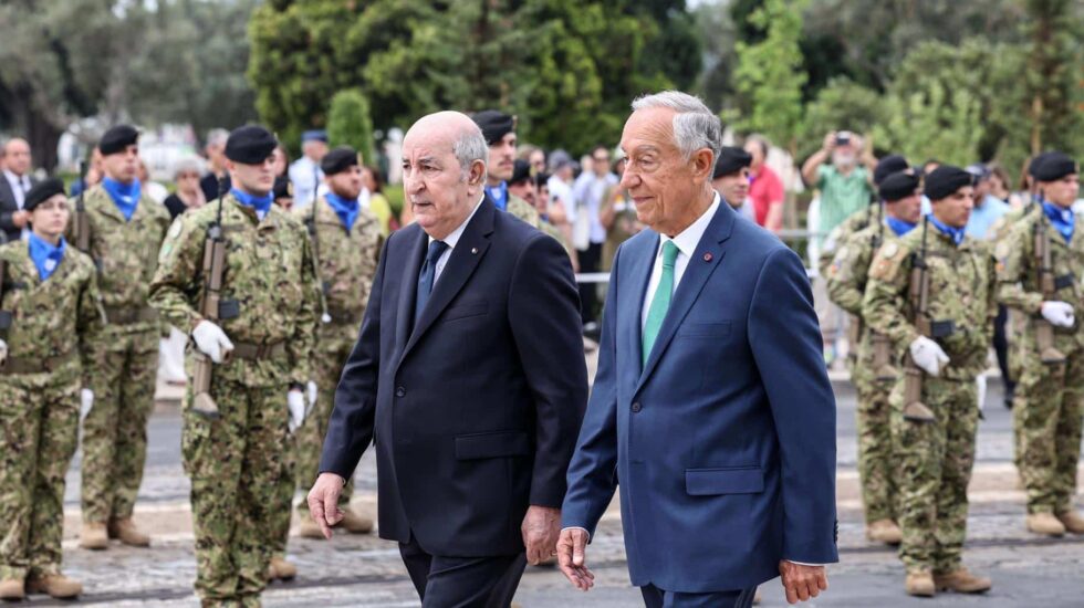 El presidente de Portugal Marcelo Rebelo de Sousa y su homólogo argelino Abdelmadjid Tebboune en Lisboa.