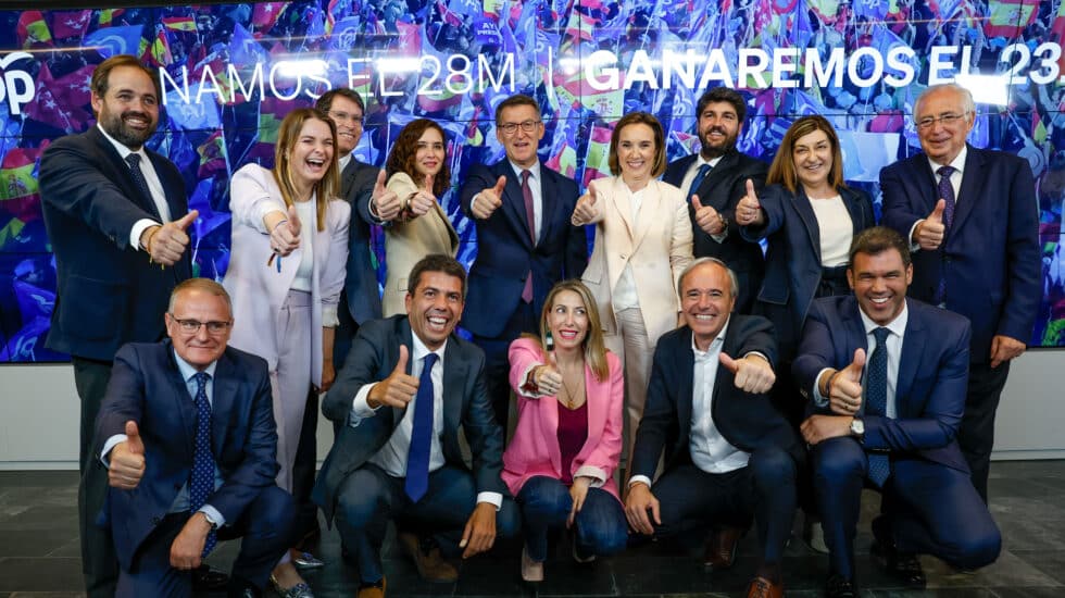 Feijóo y sus candidatos regionales en el Comité de Dirección del PP.