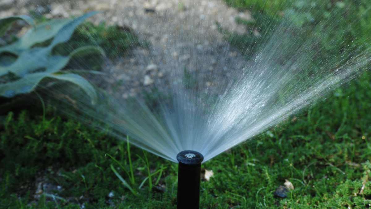 Aspersor que usa agua regenerada para reutilización en la Comunidad de Madrid