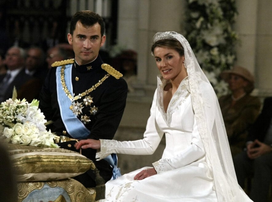 Letizia's dress was a delicate Pertegaz design made from Spanish materials, and Queen Letizia uses this technique to this day.